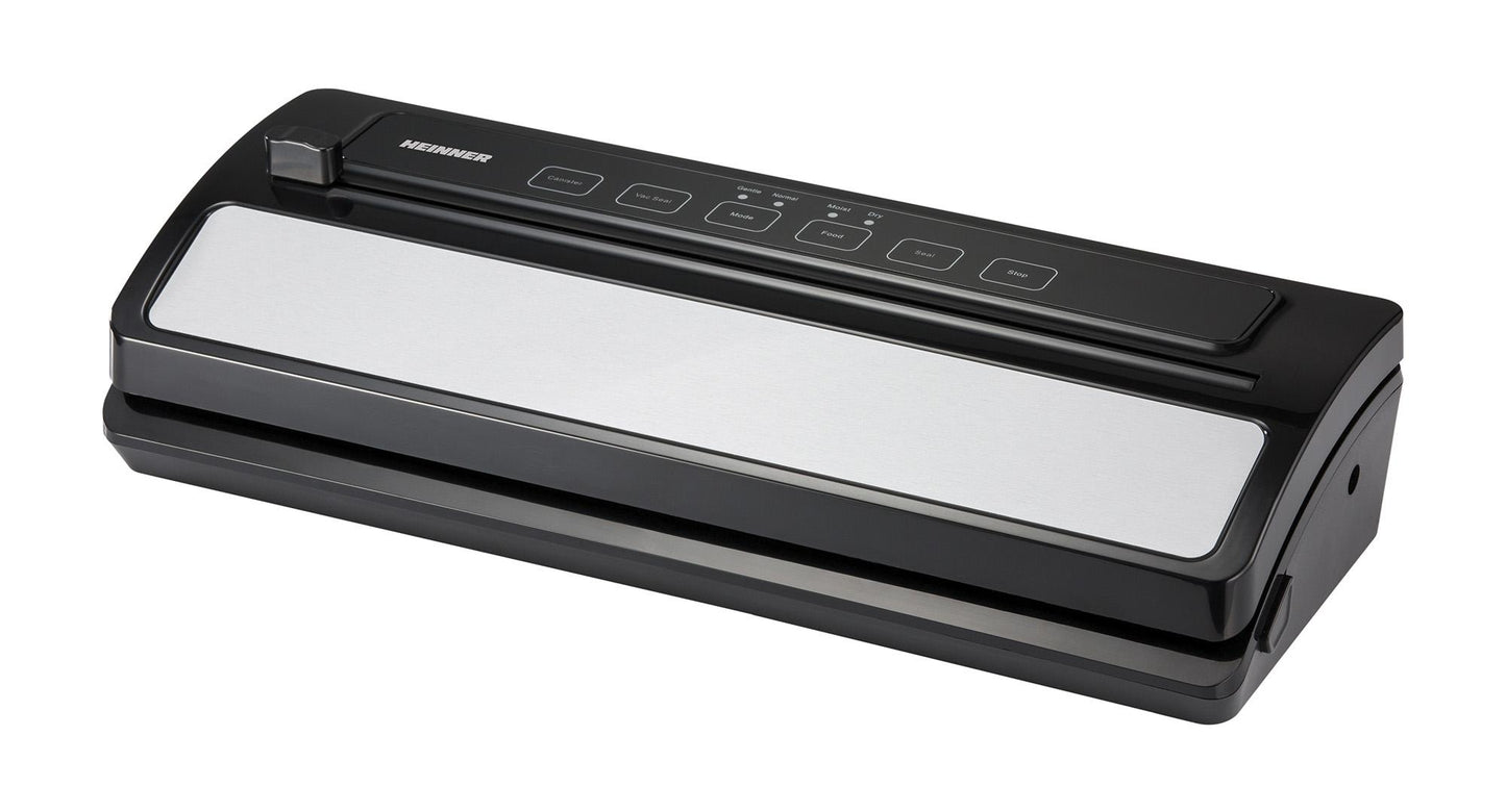 Aparat de vidat si sigilat Heinner FreshLock 110SS HAV-E110SS, vidare umeda /uscata, vidare caserole, panou de comanda tactil, furtun pentru vidarea caserolelor, cutter incorporat, compatibil cu pungi cu latimea de 30cm, capacitate vidare: 10L/min, 110W