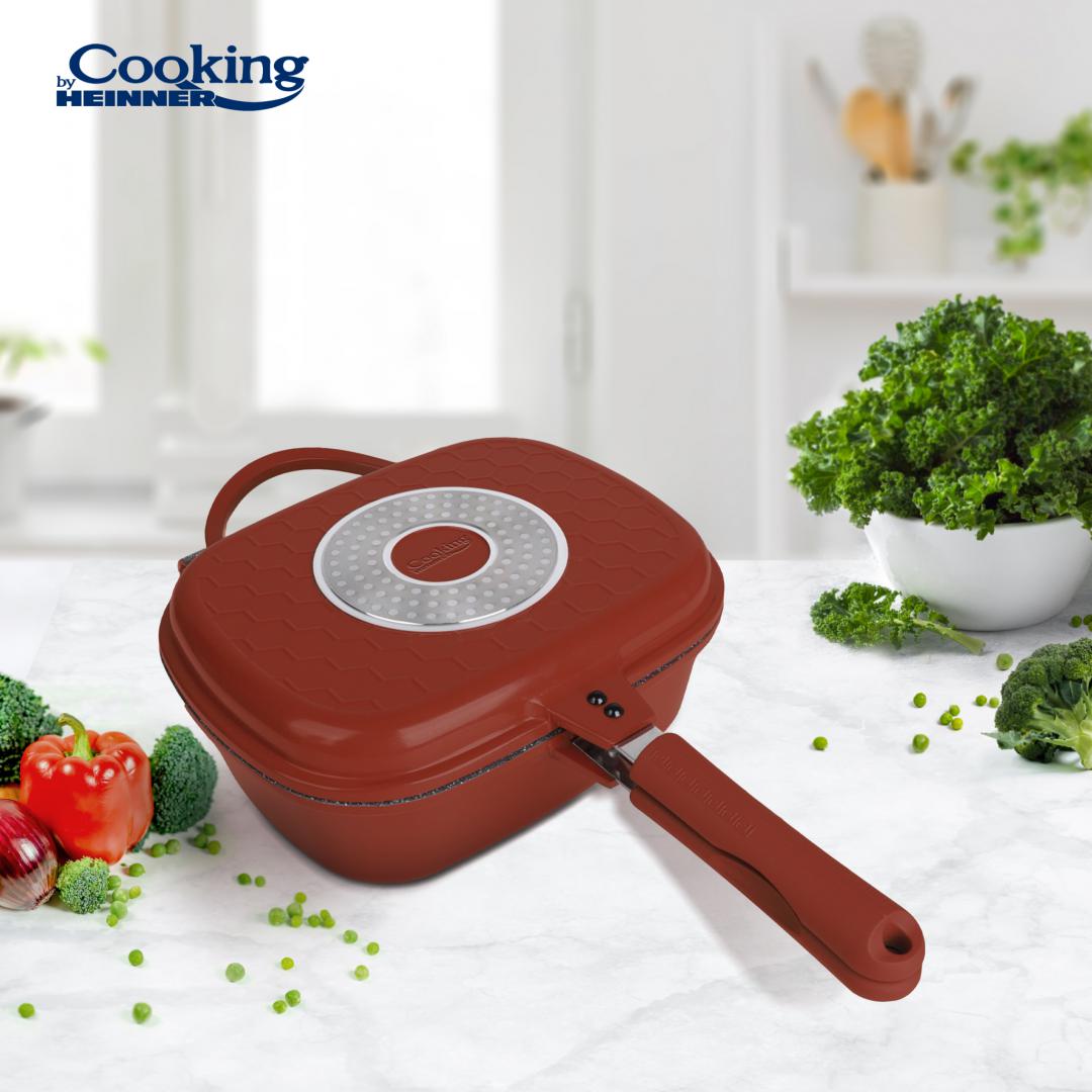 Tigaie dubla Cooking by Heinner Calabria, aluminiu turnat, 30x24x12cm
