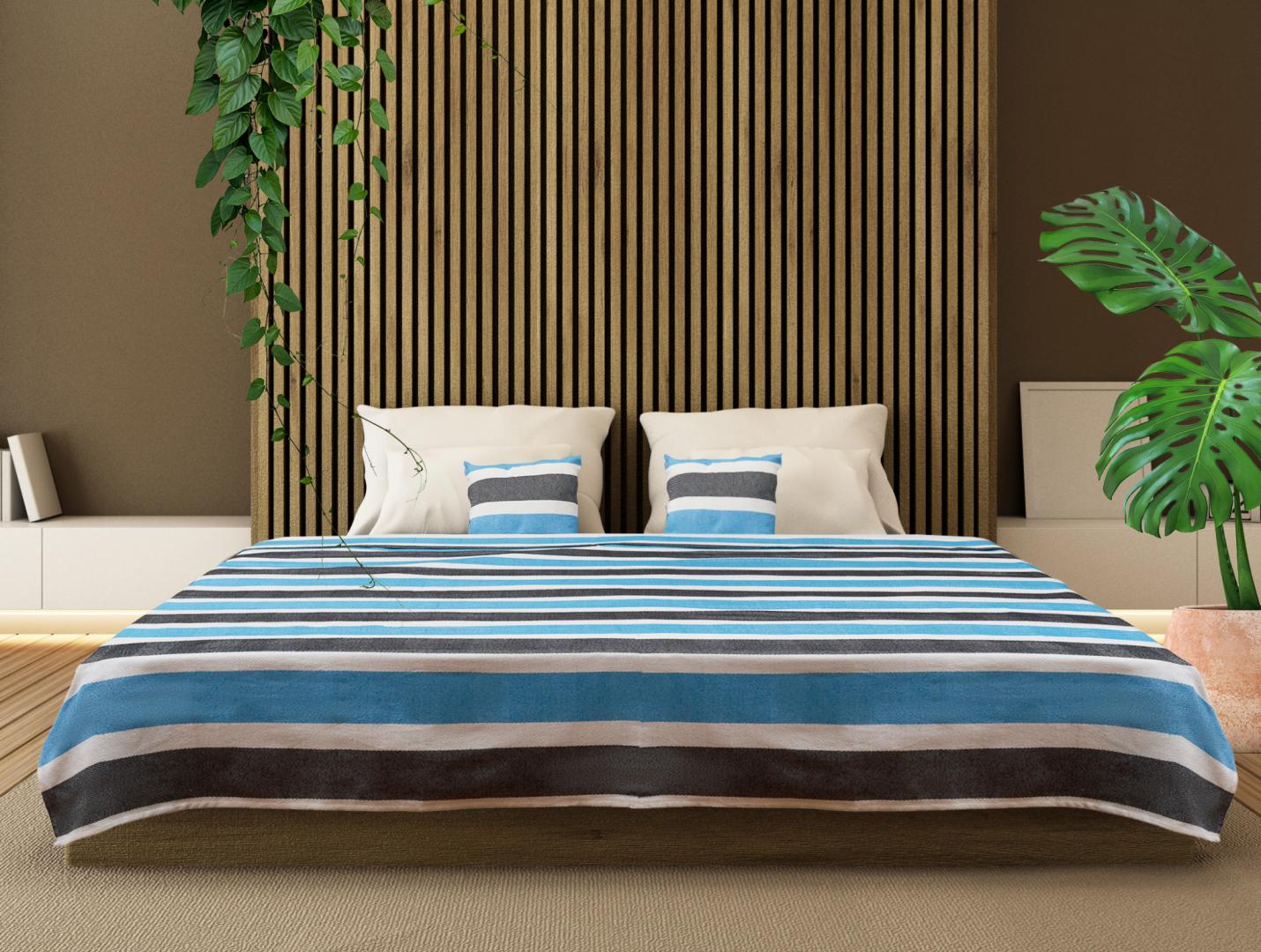 Set cuvertura pat si 2 fete de perna Zia Heinner Home, King Size, 200x220 cm, albastru