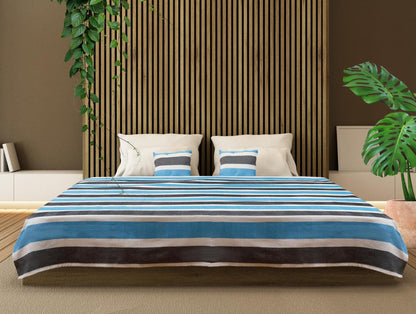 Set cuvertura pat si 2 fete de perna Zia Heinner Home, King Size, 200x220 cm, albastru