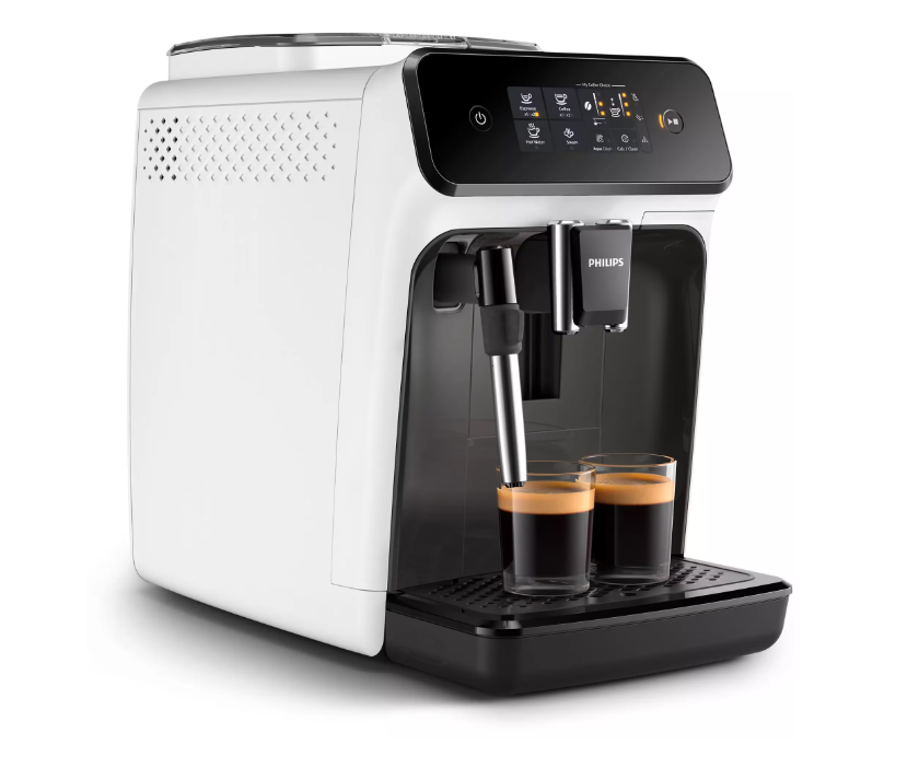 Espressor automat Philips EP1223/00 Seria 1200, 1500W, 15 bar, sistem clasic de spumare, 2 bauturi, afisaj tactil, optiune 2 cesti, 12 setari macinare, rasnita ceramica, Alb