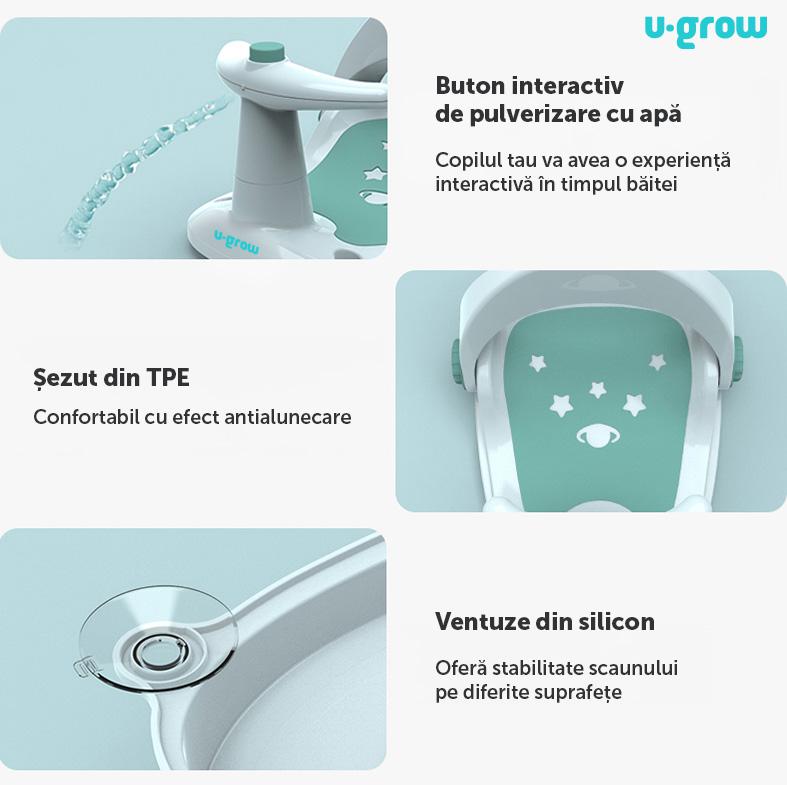 Scaun Baie Bebe Cu Ghidon , Spatar Reglabil , U-Grow