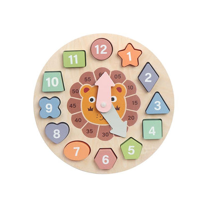 Ceas Educativ Din Lemn Cu Forme Geometrice