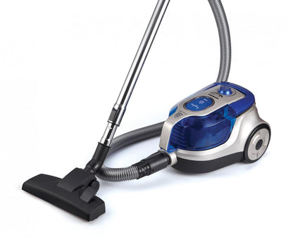 Aspirator fara sac Heinner HVC-V750BL, 750W, recipient praf din plastic 2.2L, filtrare ciclonica, filtru HEPA dublu 13, Blue / Champagne