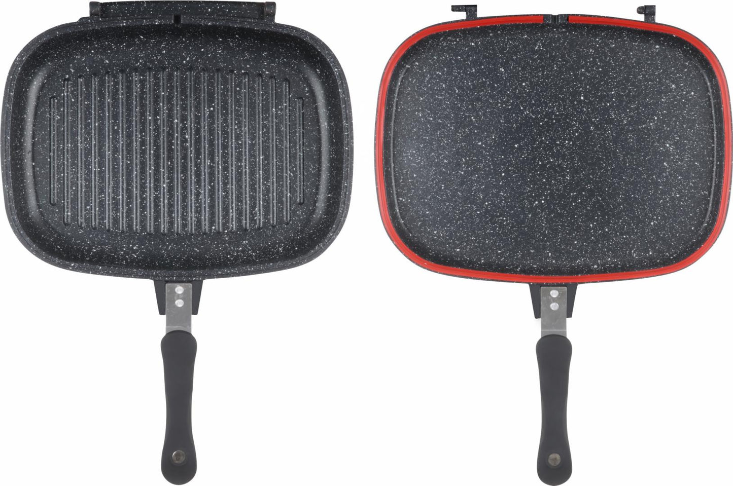 TIGAIE DUBLA DREPTUNGHIULARA TIP GRILL,ALUMINIU,32x24x7.5 CM,DARK LINE INDUCTIE, COOKING BY HEINNER