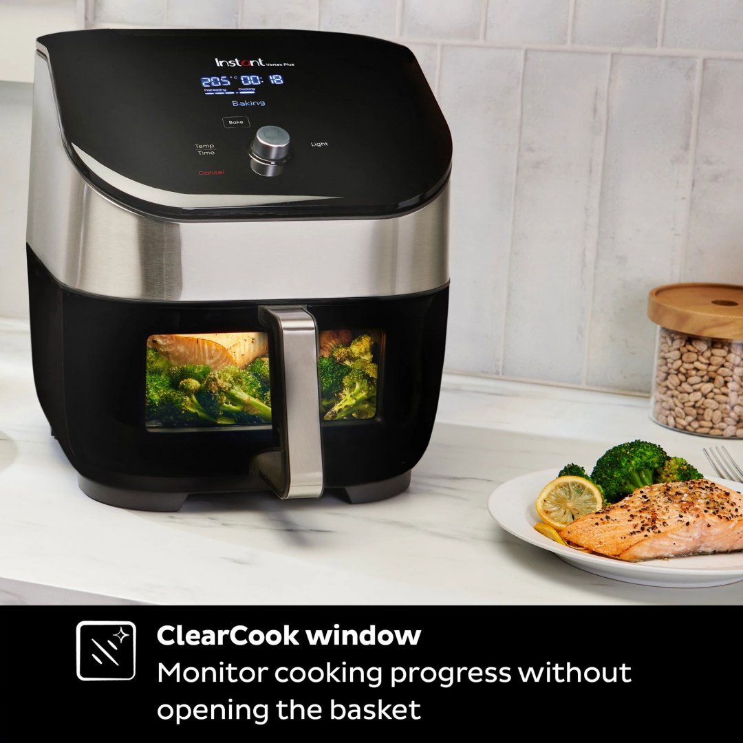 Friteuza cu aer cald Instant Pot Vortex Plus 6 Clear Cook, Ecran digital, Cos detasabil, 6 functii de gatire, 5.7 L, 1700 W (Negru)