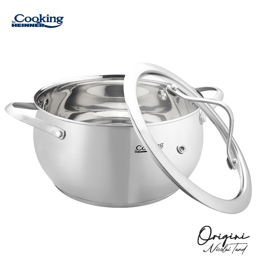 Oala 2.5L cu capac sticla Cooking by Heinner - Origini Chef Nicolai Tand, inox, 18 x 10 cm