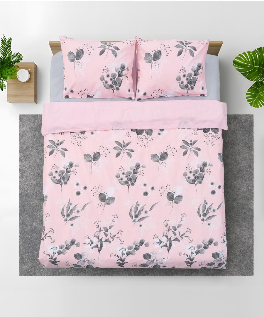 Set lenjerie dubla de pat Heinner, 200 x 220 cm, bumbac, 132 TC, 4 piese, model Amelia