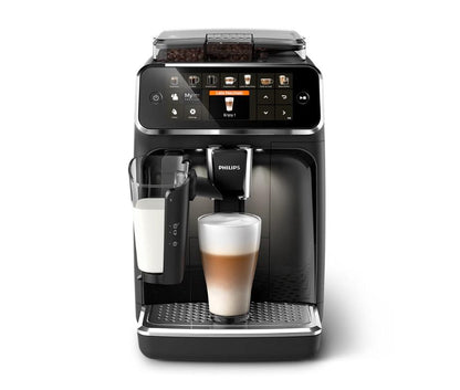 Espressor automat Philips EP5441/50 seria 5400, solutie de lapte LatteGo, 12 tipuri de bauturi, ecran tactil, rasnita ceramica, functie QuickStart, preparare silentioasa, jet suplimentar, 12 setari macinare, 4 profiluri de utilizator, negru