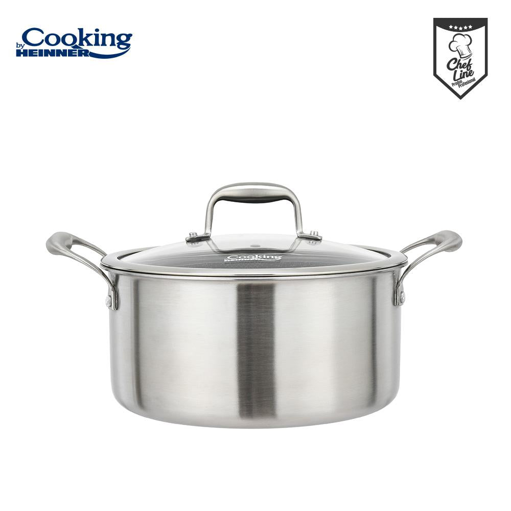 Oala 5L cu capac sticla Cooking by Heinner Titanium, 3 straturi, inox, 24 x 12 cm