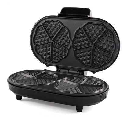 Aparat de facut gofre/vafe Heinner Copper Crown HWF-1000CR, 1000W, buton reglare temperatura, placi cu invelis antiaderent, plite gofre: 13.97 cm, negru/aramiu