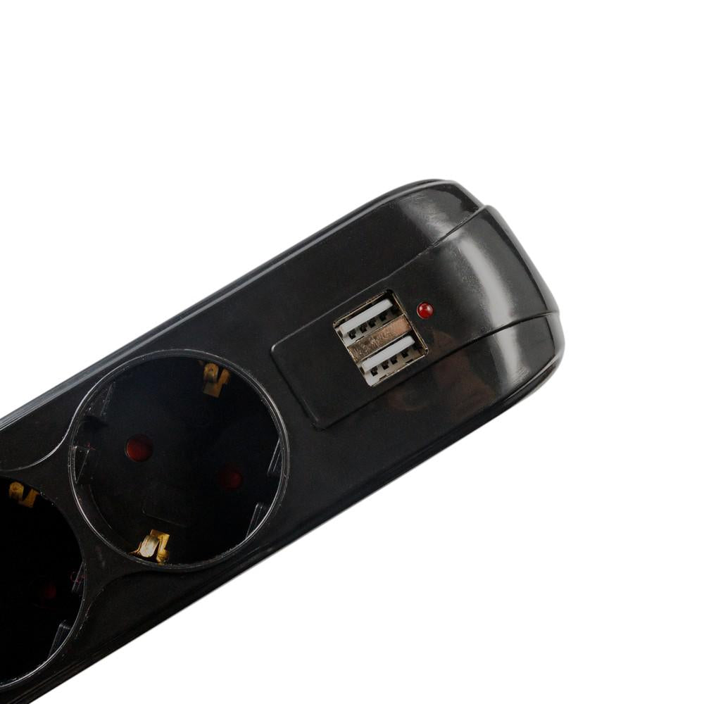 Prelungitor Spacer, Schuko X 5, Conectare Prin Schuko (T), Usb X 2, Cablu 3 M, 16 A, Max. , Protectie Supratensiune,