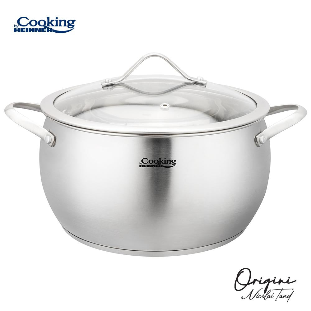 Oala cu capac sticla Cooking by Heinner - Origini Chef Nicolai Tand, inox,24 x 13.5 cm, 6 L