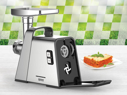 MASINA DE TOCAT HEINNER MG-Y1800X, Putere 1800W, Functie reverse, 3 site de taiere, Accesoriu de rosii si carnati, Argintiu