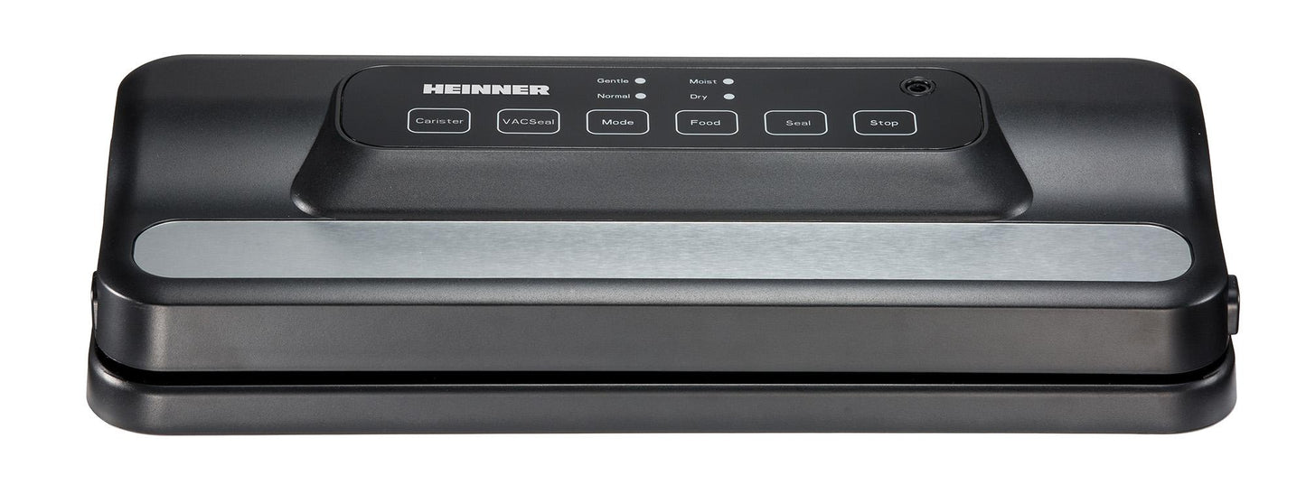 Aparat de vidat si sigilat Heinner FreshLock 110SS HAV-E110BKSL, vidare umeda /uscata, vidare caserole, panou de comanda tactil, furtun pentru vidarea caserolelor, cutter incorporat, compatibil cu pungi cu latimea de 30cm, capacitate vidare: 12L/min, 110W