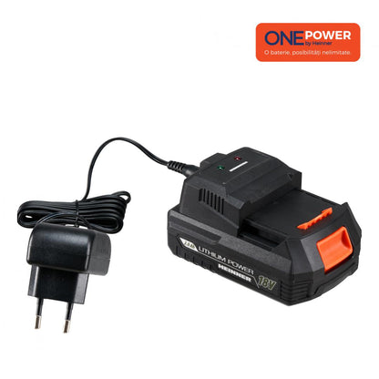 Set acumulator si incarcator Heinner HR-LPBI001, 18 V, 2 Ah, tehnologie OnePower