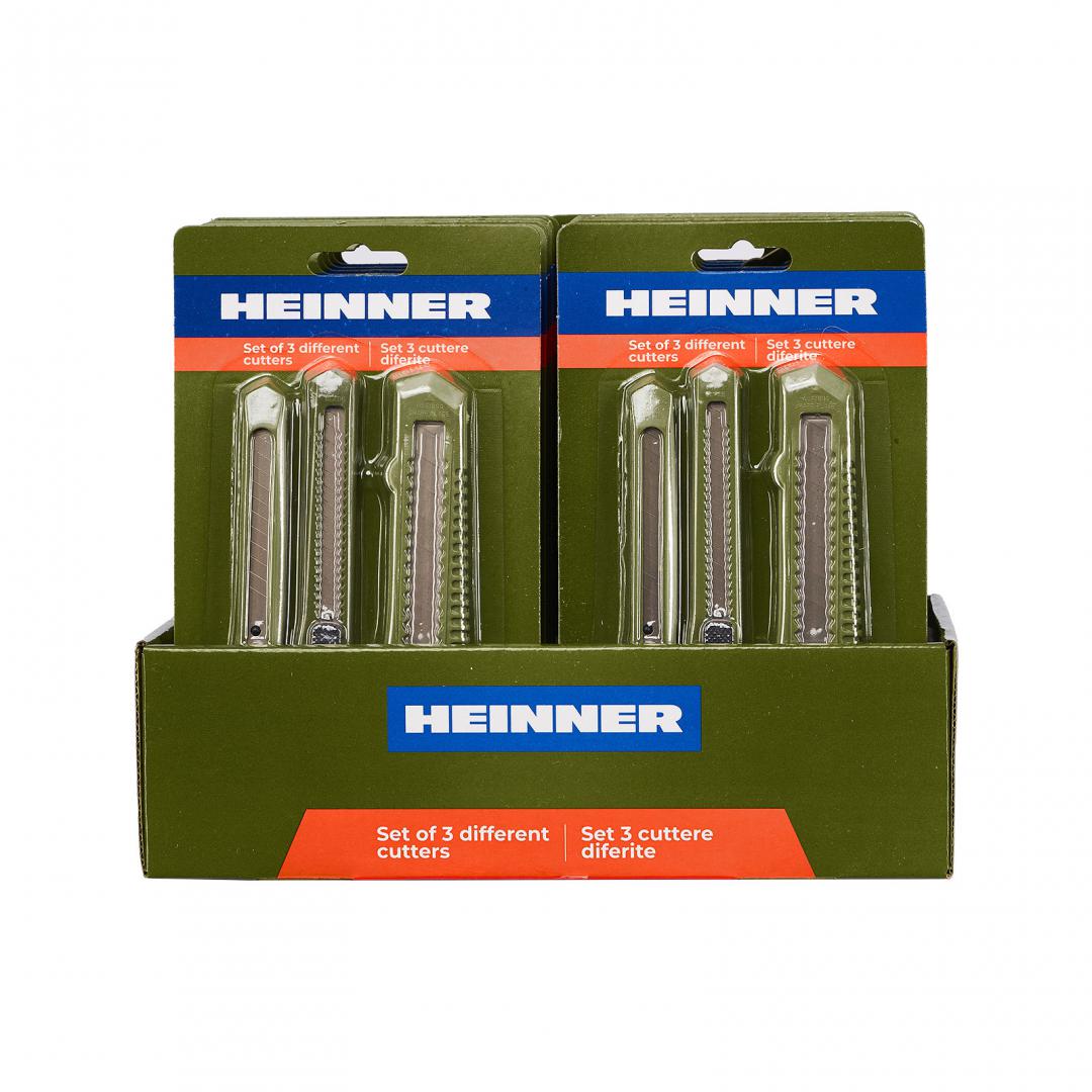 Set 3 cuttere, Heinner, diverse marimi, PCC0007, Verde