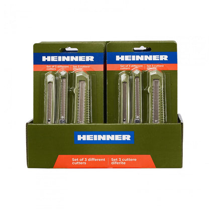 Set 3 cuttere, Heinner, diverse marimi, PCC0007, Verde