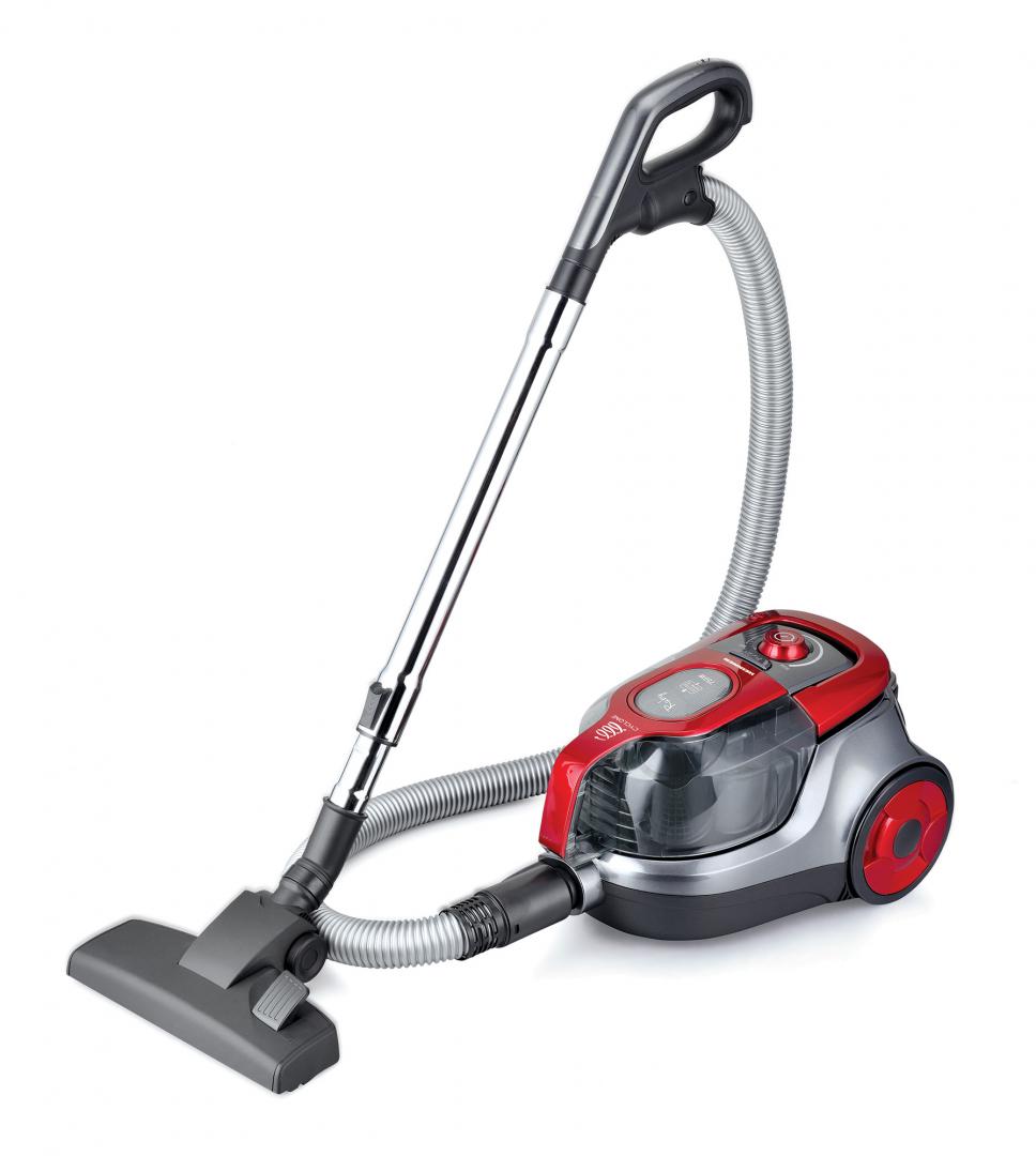 Aspirator fara sac Heinner HVC-V750RD, 750W, recipient praf din plastic 2.2L, filtrare ciclonica, filtru HEPA dublu 13, Gri / Rosu