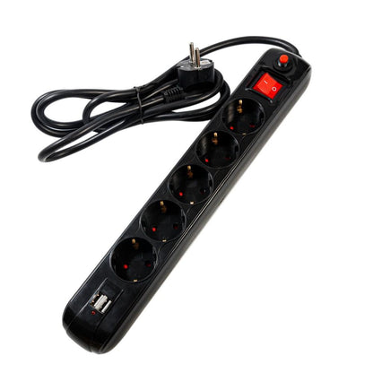 Prelungitor Spacer, Schuko X 5, Conectare Prin Schuko (T), Usb X 2, Cablu 1.8 M, 16 A, Max. , Protectie Supratensiune,