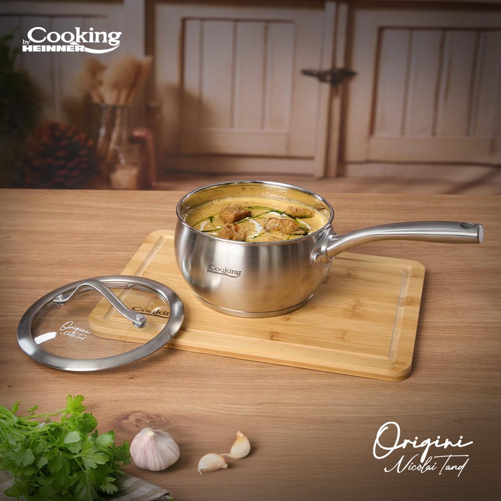 Cratita 1.8L cu capac sticla Cooking by Heinner - Origini Chef Nicolai Tand, inox, inductie, 16 x 9 cm