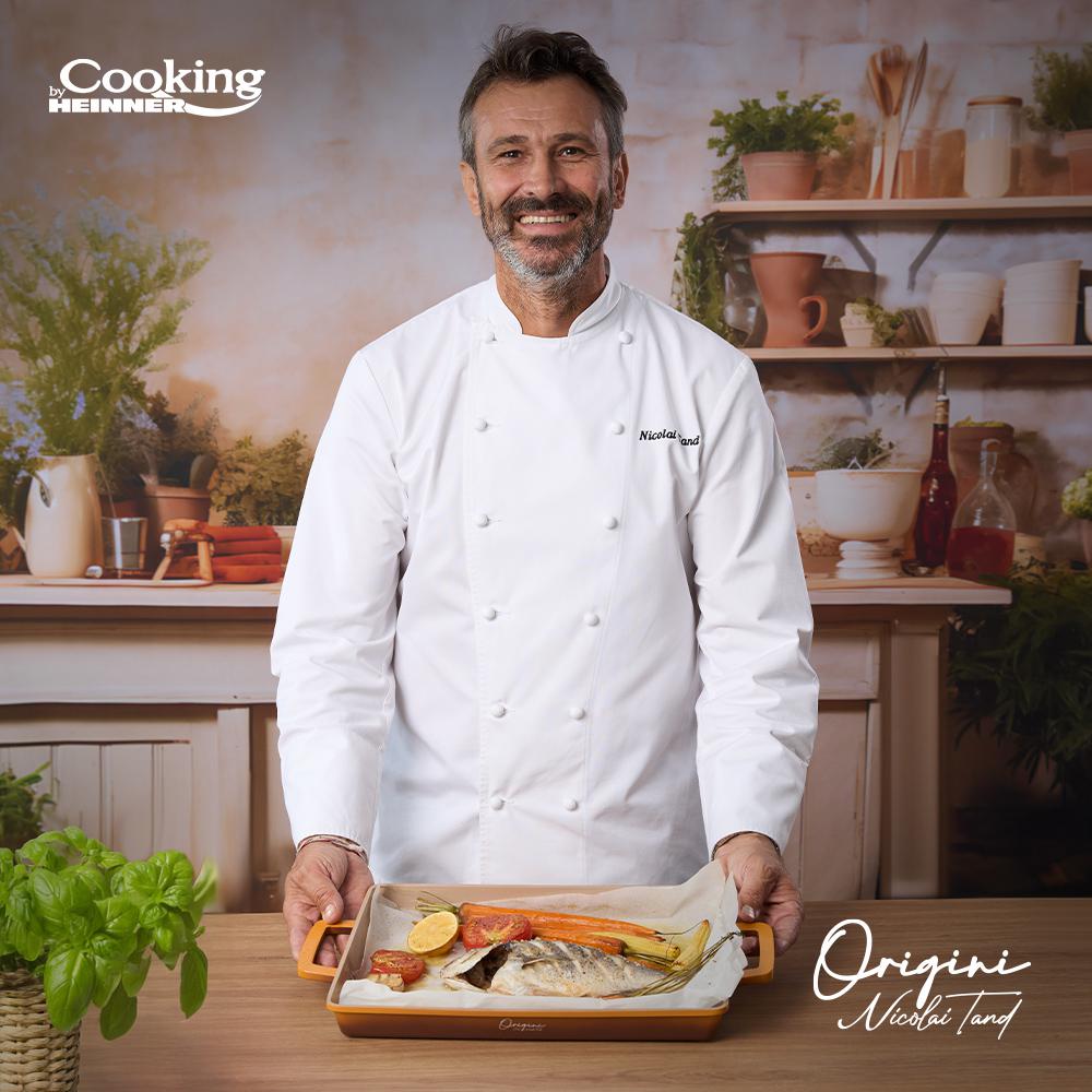 Grill Cooking by Heinner - Origini Chef Nicolai Tand, aluminiu turnat, invelis ceramic, 36 x 26.4 x 4 cm