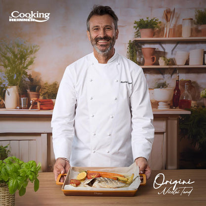 Grill Cooking by Heinner - Origini Chef Nicolai Tand, aluminiu turnat, invelis ceramic, 36 x 26.4 x 4 cm