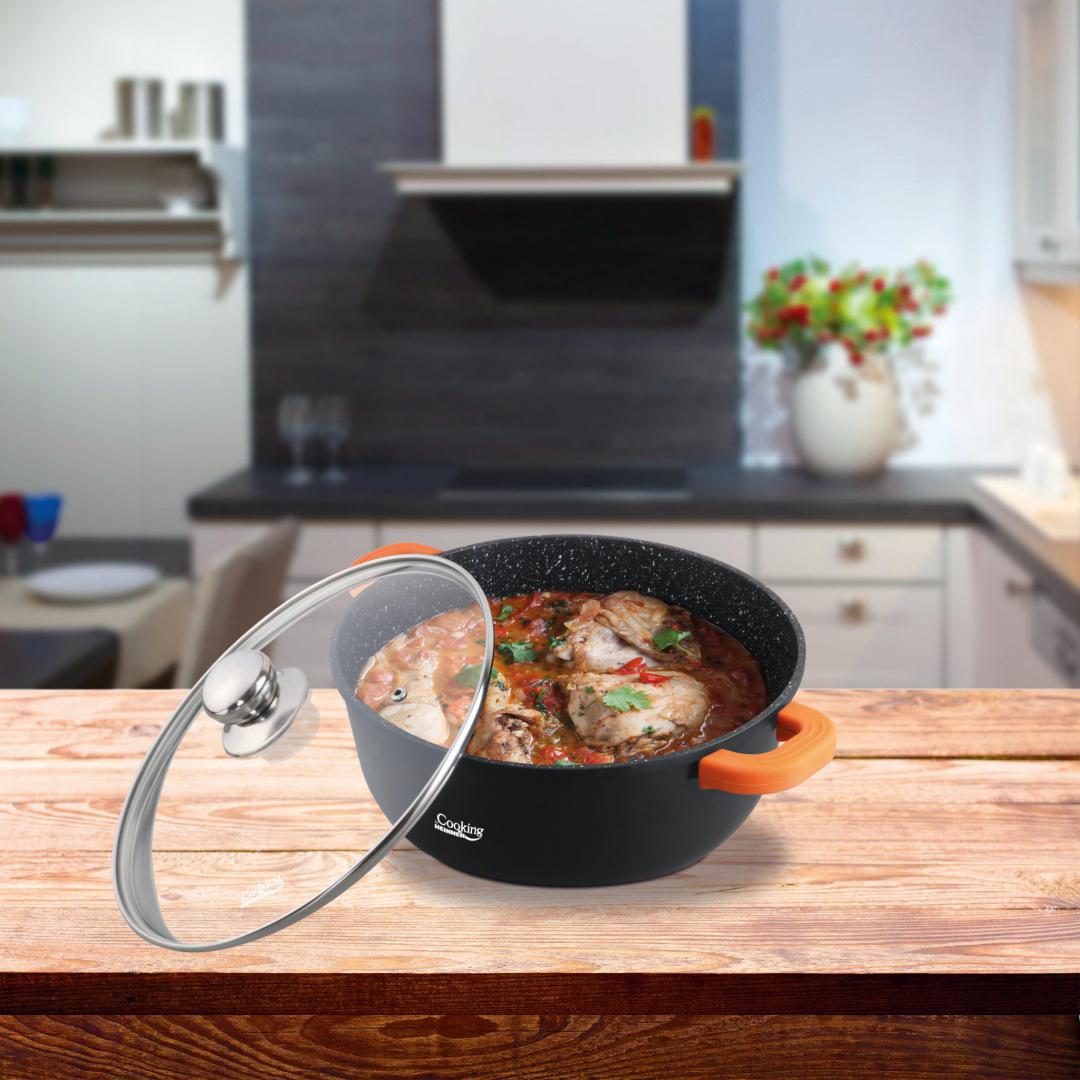 Cratita 1.2L din aluminiu turnat si capac Dark Line, inductie, 16x7.5 cm