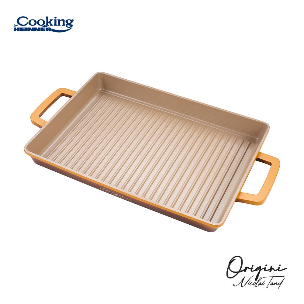 Grill Cooking by Heinner - Origini Chef Nicolai Tand, aluminiu turnat, invelis ceramic, 36 x 26.4 x 4 cm