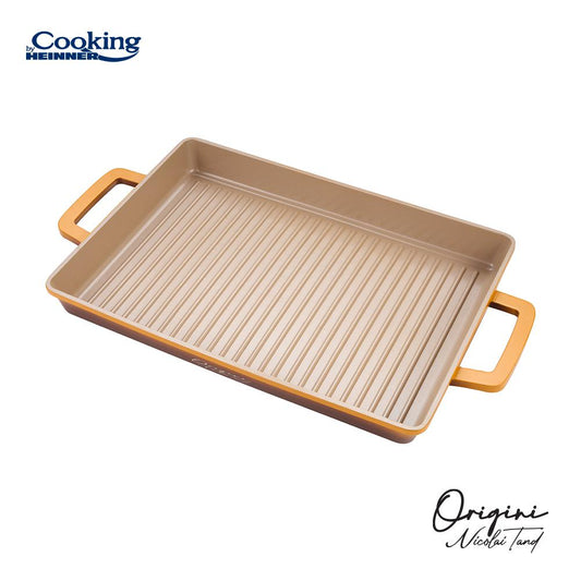 Grill Cooking by Heinner - Origini Chef Nicolai Tand, aluminiu turnat, invelis ceramic, 36 x 26.4 x 4 cm