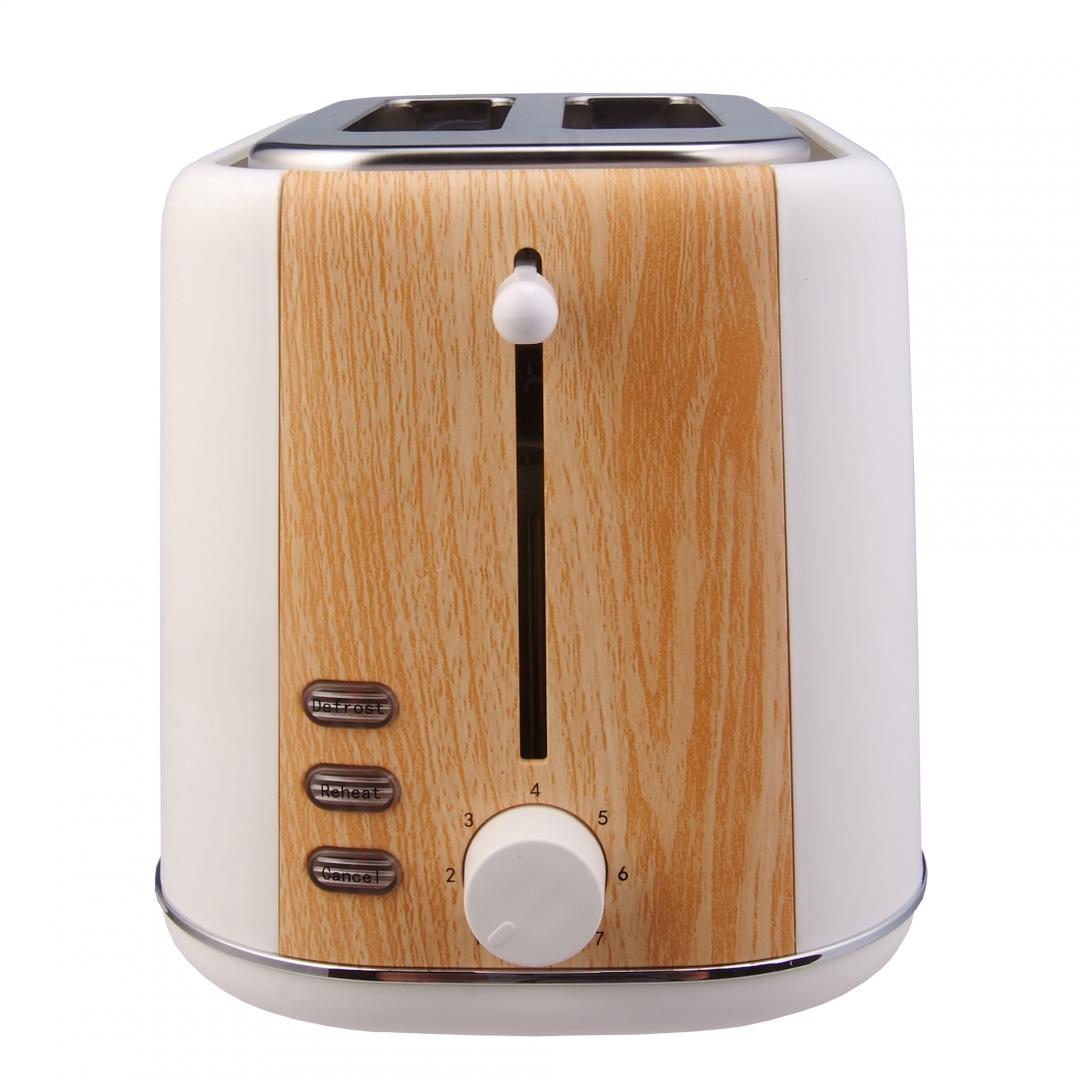 Prajitor de paine Heinner HTP-WH800BB, 800 W, 2 felii, dezghetare, 7 niveluri de rumenire, Alb