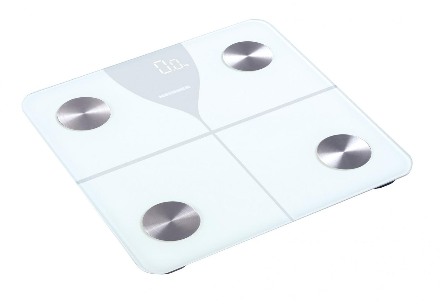 Cantar de baie inteligent Heinner HBS-BTH180WH, sticla securizata 5mm, 180kg, functie bluetooth, display led, gradare: 100g, pornire/oprire automata, baterii: 3 x 1.5v aaa (nu sunt incluse), alb