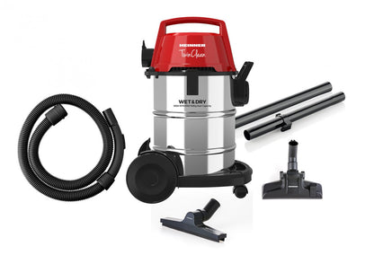 Aspirator multifunctional umed & uscat Heinner TwinClean HVC-MWD1400RD, 1400 W, 21 l capacitate, 6 l sac textil, functie suflare, filtru Hepa, perie aspirare uscata, perie aspirare umeda, perie spatii inguste