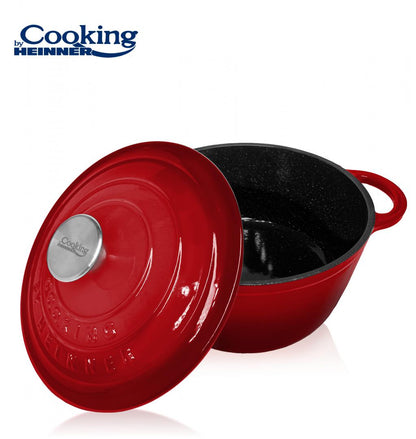 Oala 4l cu capac din fonta emailata Cooking by Heinner cu manere prindere, diametru 24 cm