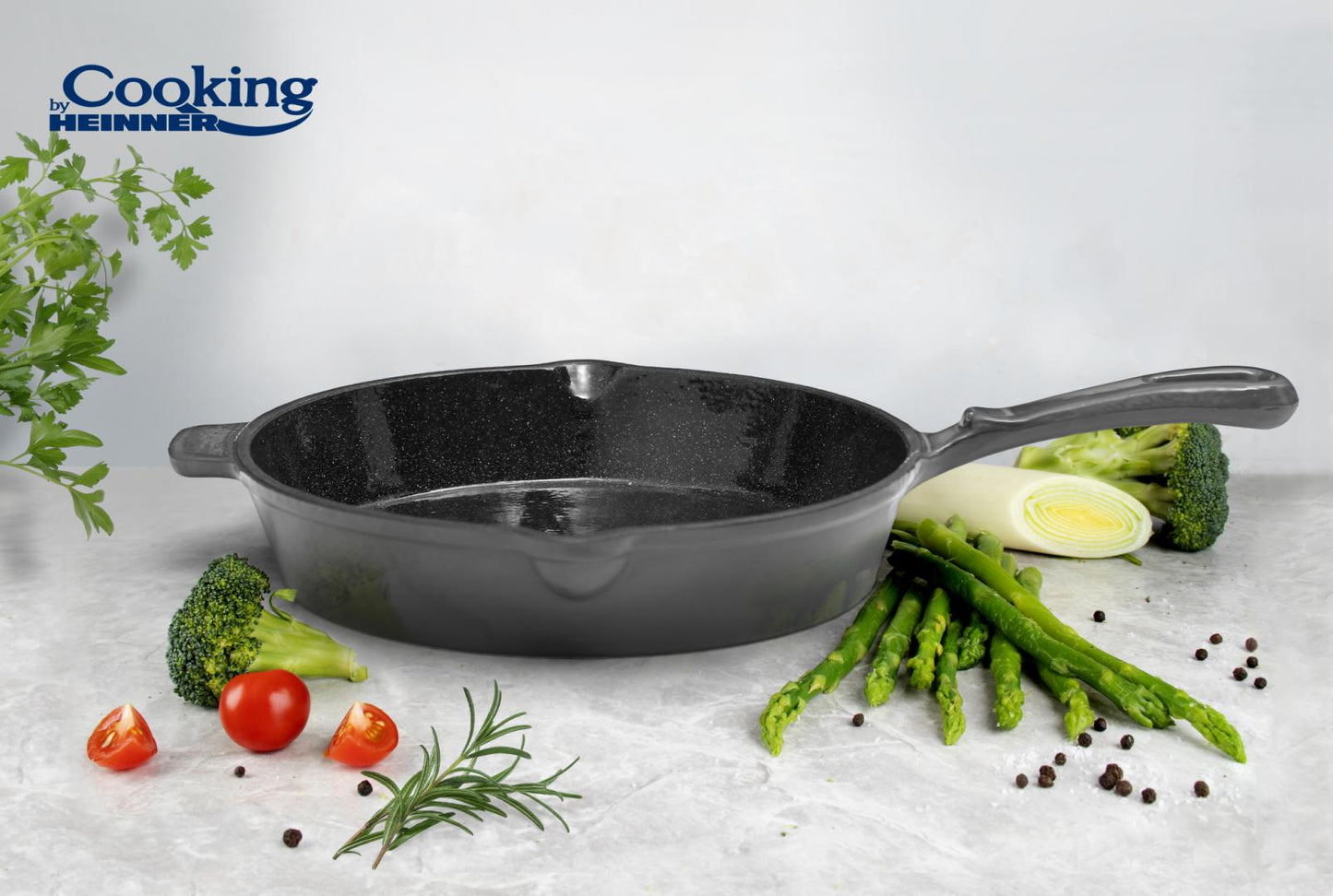 Tigaie Cooking by Heinner Marble Grey, fonta emailata, 26x5 cm