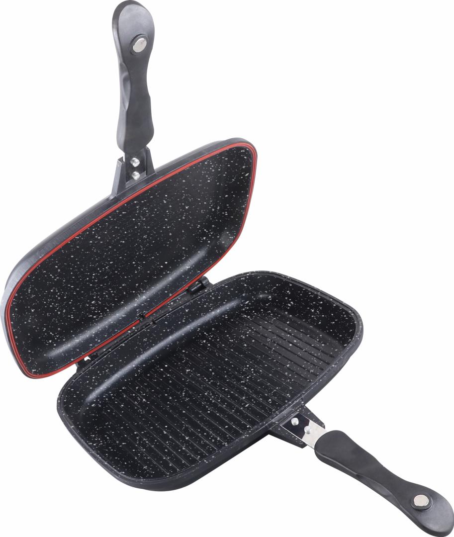 Tigaie dubla grill Cooking by Heinner Dark Line, dreptunghiulara, aluminiu, 32x24x7.5 cm