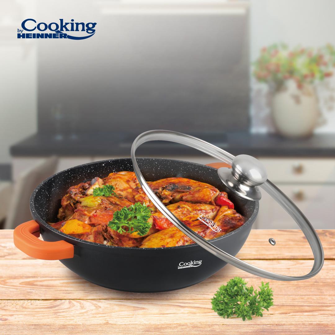 Cratita Cooking by Heinner Dark Line cu capac, aluminiu turnat, 28x8cm, 4.1L