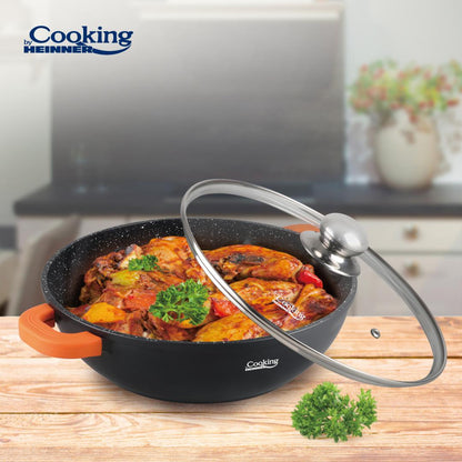 Cratita Cooking by Heinner Dark Line cu capac, aluminiu turnat, 28x8cm, 4.1L
