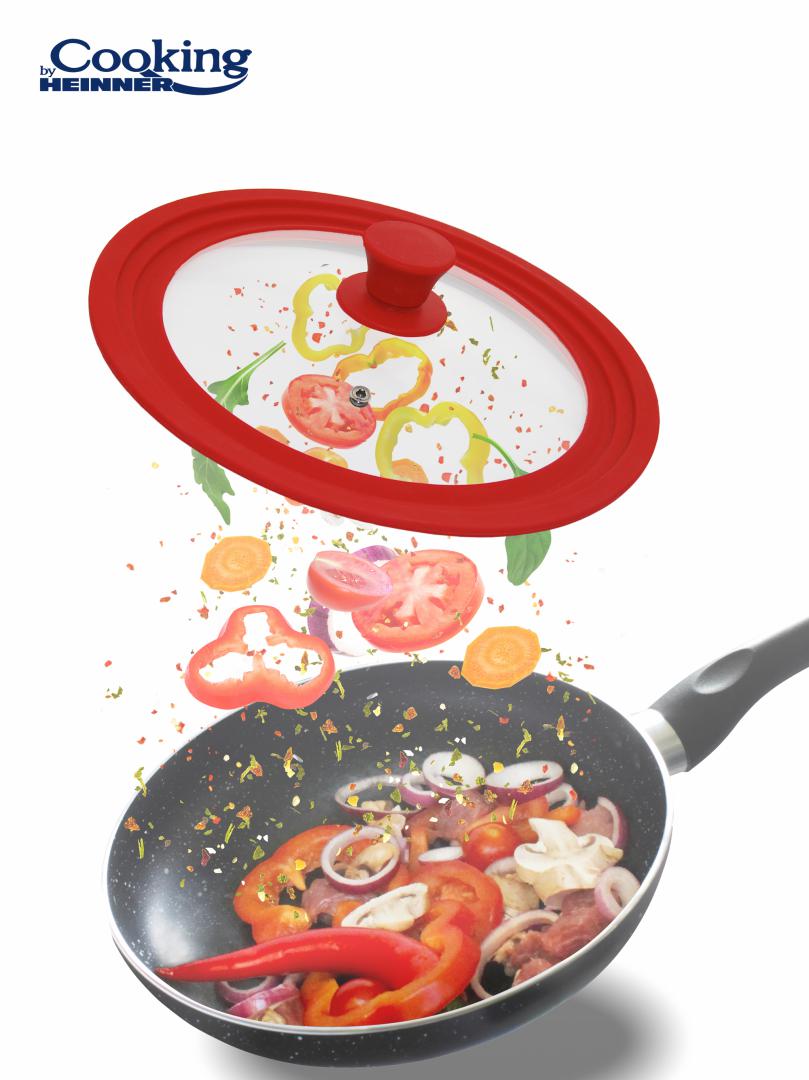 Capac Sticla Cu Margine Din Silicon Ajustabila Pe 3 Dimensiuni 22/24/26 Cm, Cooking By Heinner