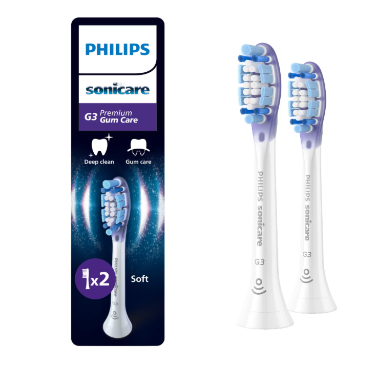 Rezerve Philips Sonicare Gum Care HX9052/87, pachet de 2 capete de periere, Standard, click-on, sincronizarea modurilor BrushSync, Alb