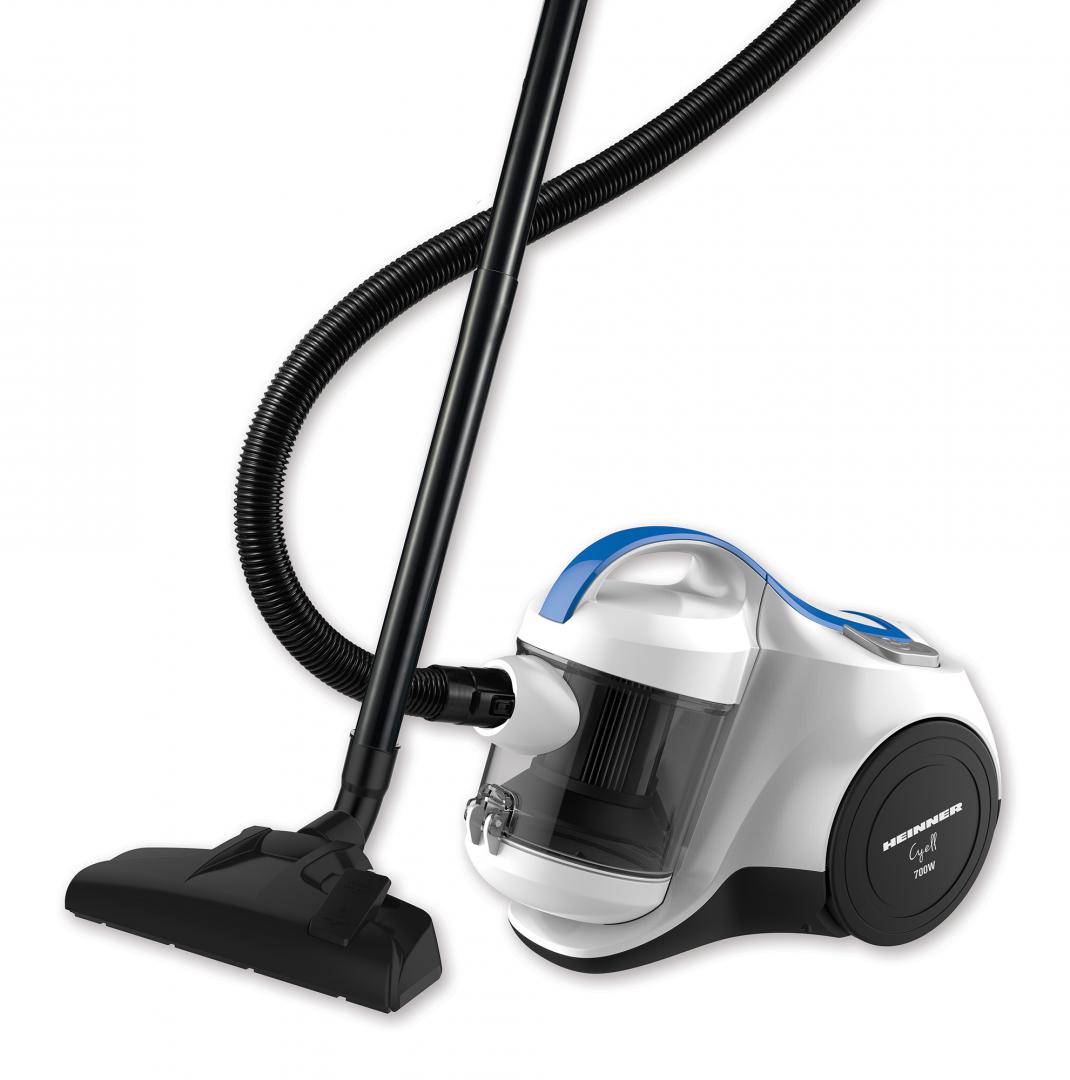 Aspirator fara sac Heinner HVC-MC700WB, 700 W, 2 L, Hepa 10, Albastru/Alb