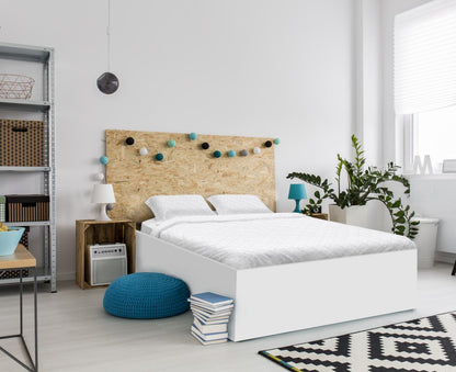 Lenjerie de pat king size pentru 2 persoane Tuff Heinner Home, cearsaf pilota 200x220 cm, cearsaf pat 220x240 cm, 2 fete de perna oxford 50x70+5 cm, microfibra, broderie Tuffata, alb