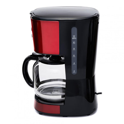 Cafetiera digitala Heinner HCM-1500RDIX, 900 W, 1.5 L, Timer, Display Led, fara BPA, Rosu/Negru