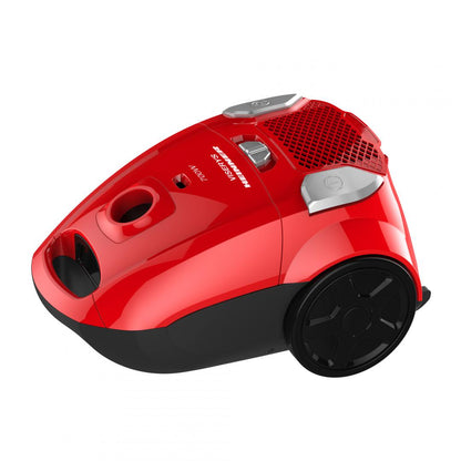 Aspirator cu sac Heinner HVC-MRD1400, 700 W, sac textil, 3 L, putere variabila, HEPA 12, tub telescopic metalic, rosu