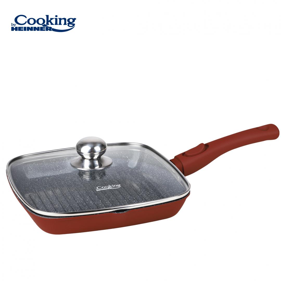 Tigaie grill cu capac Cooking by Heinner Calabria, aluminiu, 28x4cm