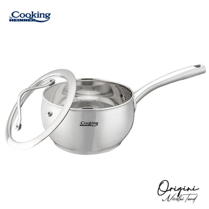 Cratita 1.8L cu capac sticla Cooking by Heinner - Origini Chef Nicolai Tand, inox, inductie, 16 x 9 cm