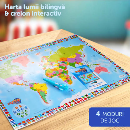Harta Lumii Bilingva, Ro/En Cu Creion Interactiv, Momki