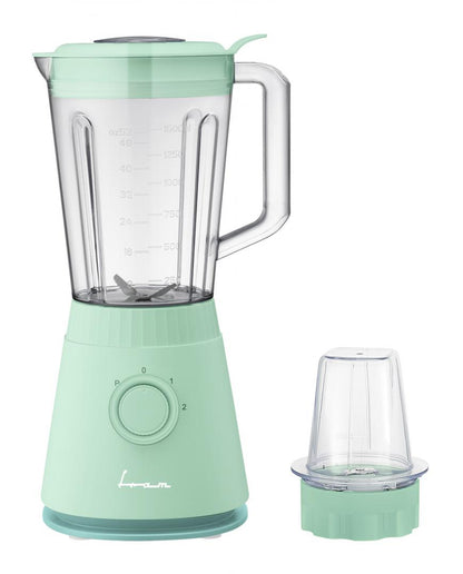 Blender de masa Fram FBL-R600GBL, 600W, rasnita inclusa, capacitate cana: 1.5L, 2 viteze + pulse, lame inox, sistem siguranta, protectie supraincalzire, turcoaz