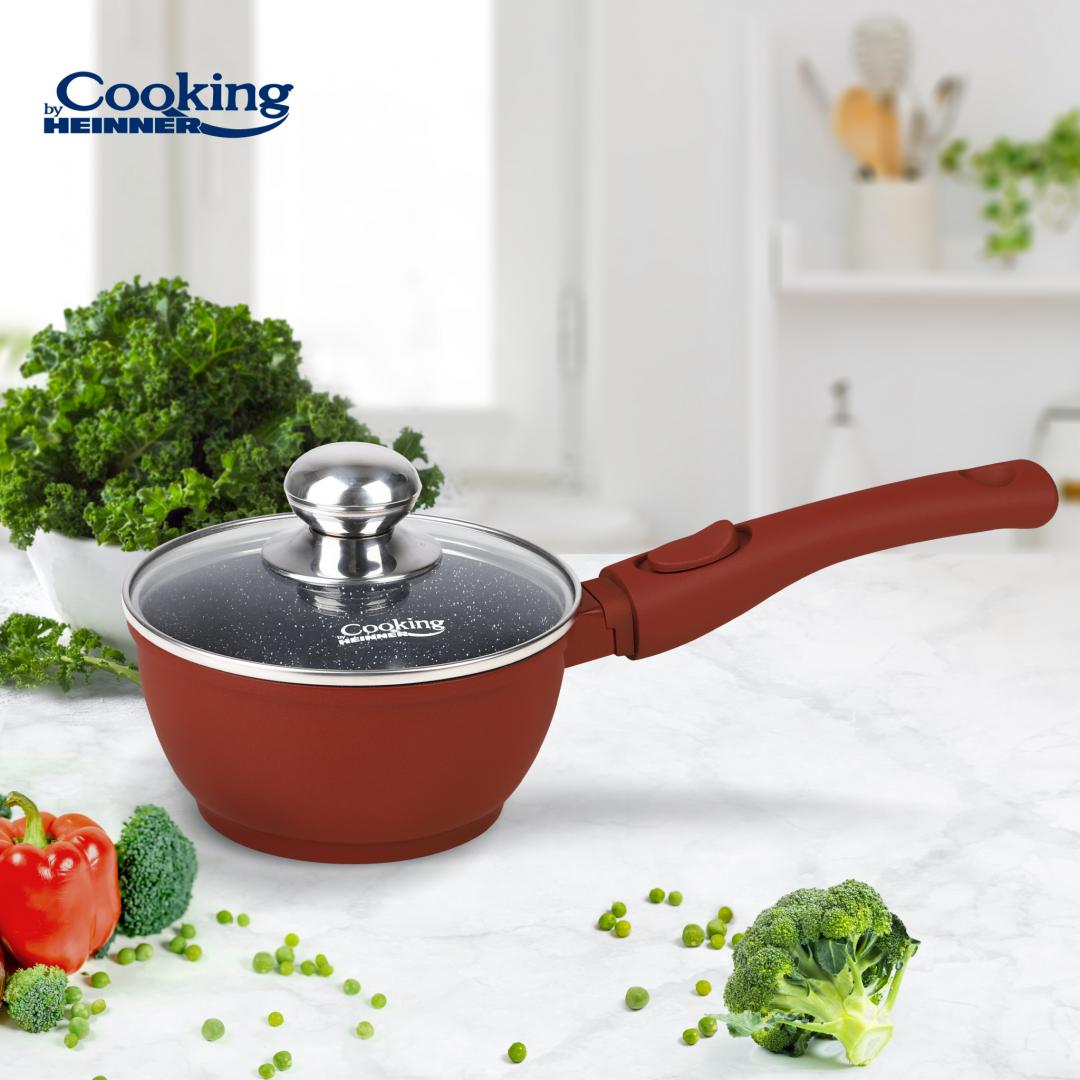 Cratita 1.3L cu capac Cooking by Heinner Calabria, aluminiu, 16x8cm