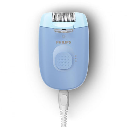 Epilator Philips Seria 4000 BRE247/00, 2 setari de viteza, cap de epilare lavabil, 4 accesorii pentru corp si zona inghinala, lumina LED, Albastru